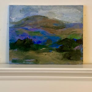 Titolo: "California Hills", 20"x16" pittura acrilica su tela tesa, paesaggio impressionista. Una scena onirica di serenità.