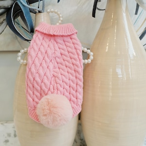Fuzzy tail dog sweater, pink dog sweater, pet clothes.pink dog clothing.small dog clothes.