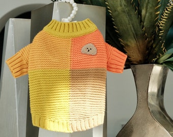 Orange dog sweater,Teddy dog sweater, Small medium pet clothes.Dogoutfit.Dogclothing.