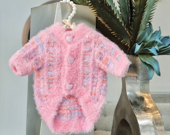 Pink fuzzy dog swetaer,soft pink heart dog sweater with sleeves. pet clothes.small and medium dogs.