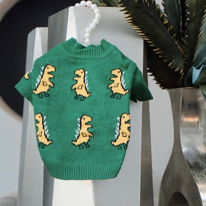 Little Dinosaur dog sweater.green sweater.cat clothes.pet clothes.