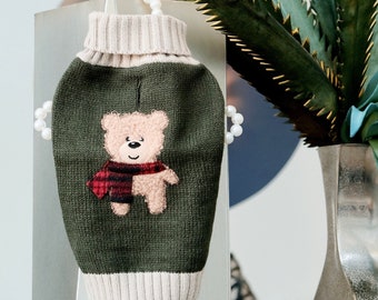 Little Bear Dog Sweater: Green Pet Clothing