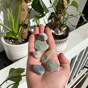 Rainbow Fluorite Crystal, Tumbled Fluorite Stone, Ethically Sourced Crystals, Blue, Green, Purple Fluorite