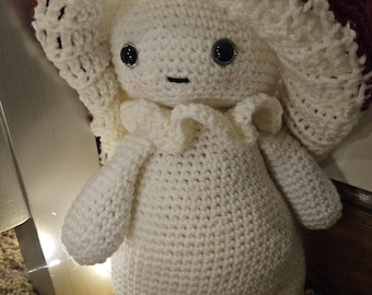 MADE TO ORDER Chunky Mushroom Boy Crocheted Plush with Turning Head, Critterstitch