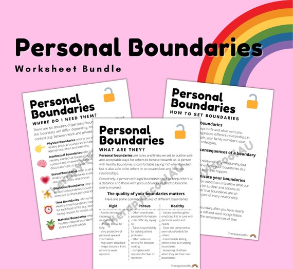 personal boundaries psychology worksheet therapy mental etsy