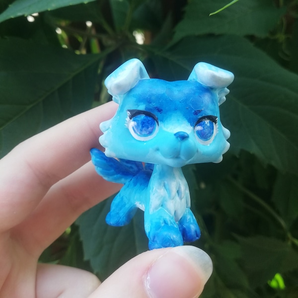 LPS Blue, water inspired Collie - Handpainted Lps Littlest Pet Shop Custom