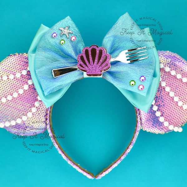 Little Mermaid Minnie Mouse Ears Ariel Mickey Ears Princess Ariel Minnie Ears Little Mermaid Mickey Ears Little Mermaid Ears Ariel Ears bow