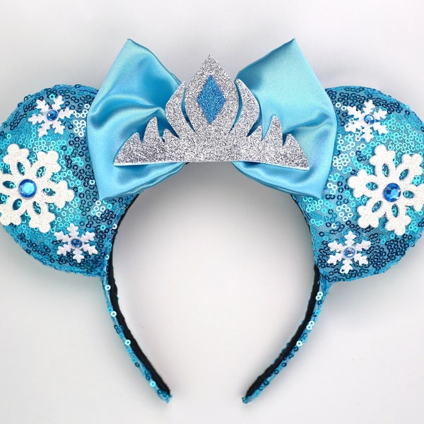 Elsa Minnie Ears Princess Elsa Mickey Mouse Ears Elsa Minnie Mouse Ears Elsa Halloween Costume Elsa Costume Elsa Dainty Anna Mickey Ears Bow