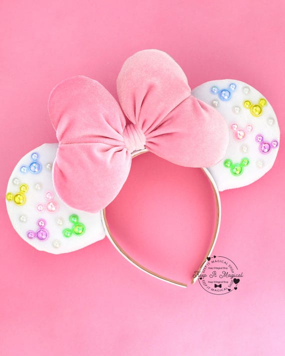 Pearl Minnie Ears Baby Pink Pearl Mickey Ears Happy Birthday  display picture 3