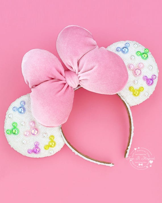 Pearl Minnie Ears Baby Pink Pearl Mickey Ears Happy Birthday  display picture 3