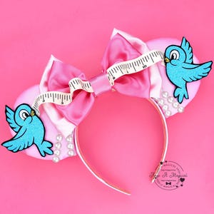 Cinderella Ears Cinderella Minnie Mouse Ears Cinderella Birds Ears Princess Cinderella Mickey Ears Cinderella Dress Inspired Pink Ears Bow