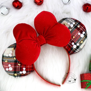 Red Plaid Minnie Ears - Etsy display picture 3