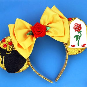 Belle Minnie Mouse Ears Beauty and the Beast Ears Belle Ears Princess Belle Mickey Ears Character Mouse Ears Headband Enchanted Rose Ears