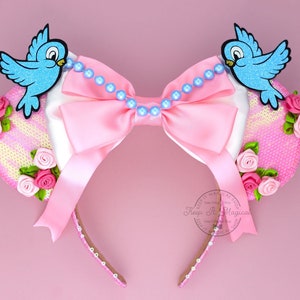 Cinderella Ears Cinderella Minnie Ears Cinderella Birds Ears Pink Princess Ears Cinderella Dress Pink Ears Princess Valentines Mickey Ears