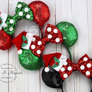 Christmas Mickey Ears Christmas Hat Mickey Ears Santa Claus Hat Ears Merry Christmas Minnie Ears Christmas Ears Santa Hat Ears Headband