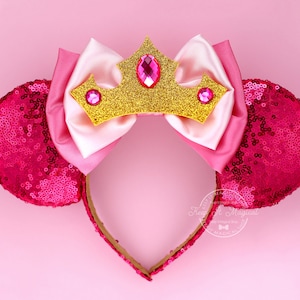 Aurora Ears Princess Aurora Mouse Ears Headband Aurora Minnie Mouse Ears Aurora Mickey Ears Pink Aurora Crown Sleeping beauty Costume ears