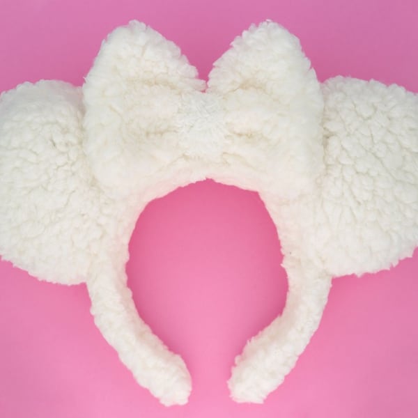 Sherpa Minnie Ears Cream Ears Plush Mickey Ears cream Sherpa Minnie Ears Cream Teddy Bear Minnie Ears Cream Sherpa Mickey Ears Headband Bow