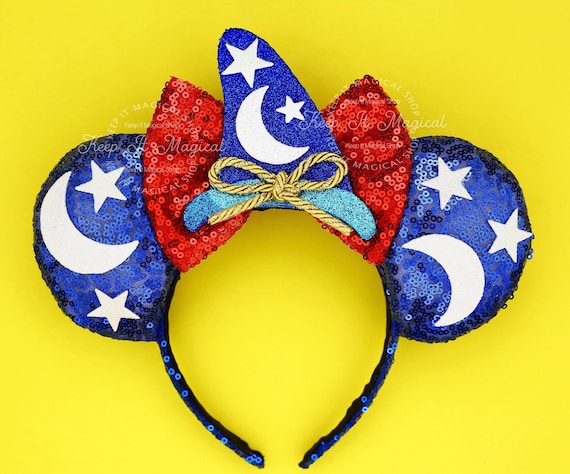 Mickey Sorcerer Hat Ears Fantasia Ears Sorcerer Mickey Mouse Ears Sorcerer  Ears Sorcerer Mouse Hat Ears Sorcerer Mickey Ears Hat Glitter