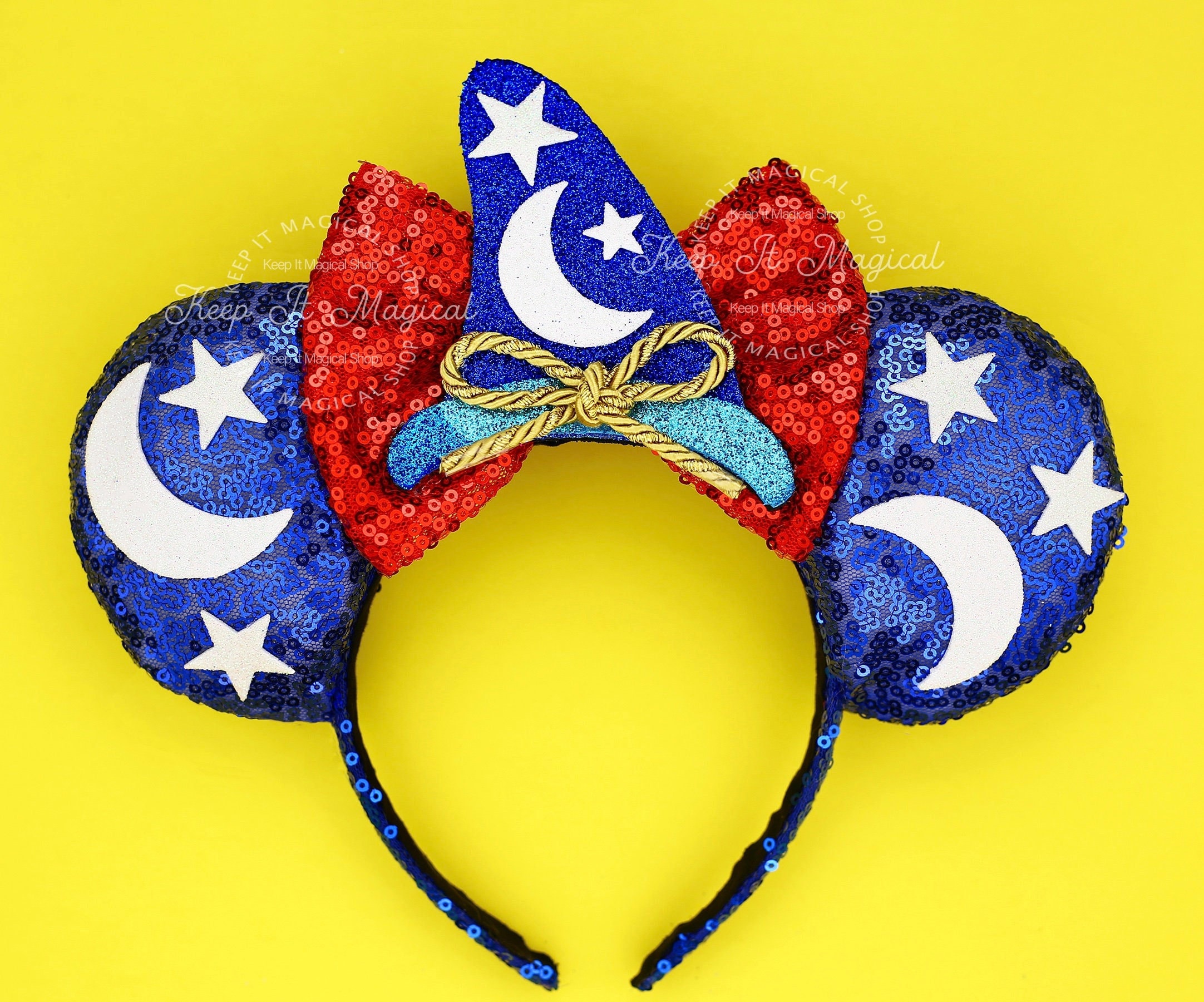 Disney Sorcerer Hat Mickey Ear Headband - Blue, Black, Red, Gold Disney Parks Mickey Mouse Sorcerer Fantasia Ear Hat Headband  main image 3