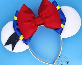 Orejas de Mickey de Donald Duck, orejas de Minnie de marinero de terciopelo blanco, diadema de disfraz de Halloween de Daisy