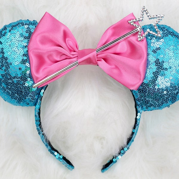 Fairy Godmother Minnie Mouse Ears, Cinderella Minnie Ears Fairy God Mother Mickey Ears Wand Cinderella Ears Halloween Cinderella theme Ears