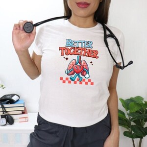 Nurse Shirt - Lungs Shirt - Cute Healthcare Shirt - Retro Heart and Lungs - Healthcare Shirt
