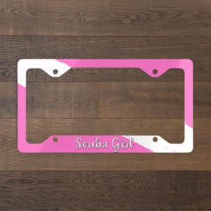 Scuba Girl Metal License Plate Frame - Scuba Diver Gift