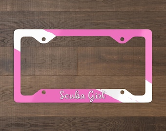 Scuba Girl Metal License Plate Frame - Scuba Diver Gift