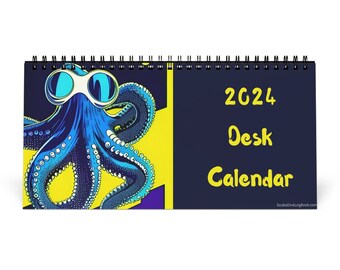 2024 Desk Calendar, Illustration Sea Creatures, Scuba Gift, Ocean Lovers Gift, Office Accessories