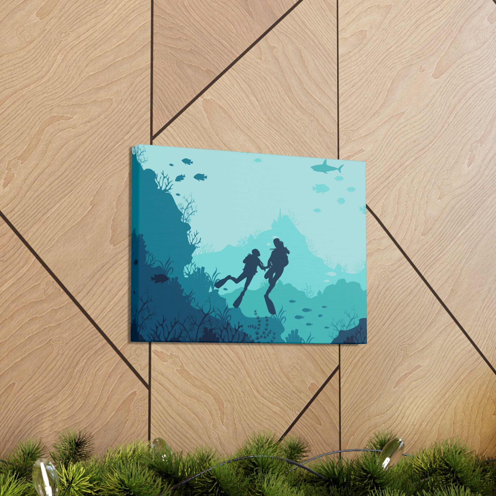 Scuba Diver Wall Art Deep Ocean Canvas Scuba Decor Etsy
