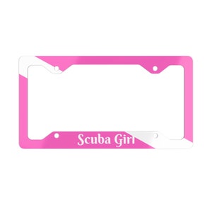 Scuba Girl Metal License Plate Frame - Diver Down Flag - Scuba Girl Decor