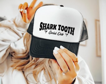 Shark Tooth Hunter Hat, Fun Beach Hat for Boating, Shark Lover Gift, Gift for Ocean Lovers, Summer Accessory