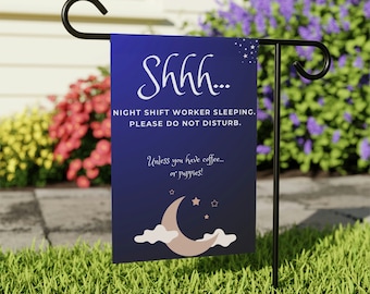 Night Shift Worker Garden & House Banner, Nurse Sign, Nurse Gift ideas, Nursing student, day sleeper sign, Nightshift worker door sign