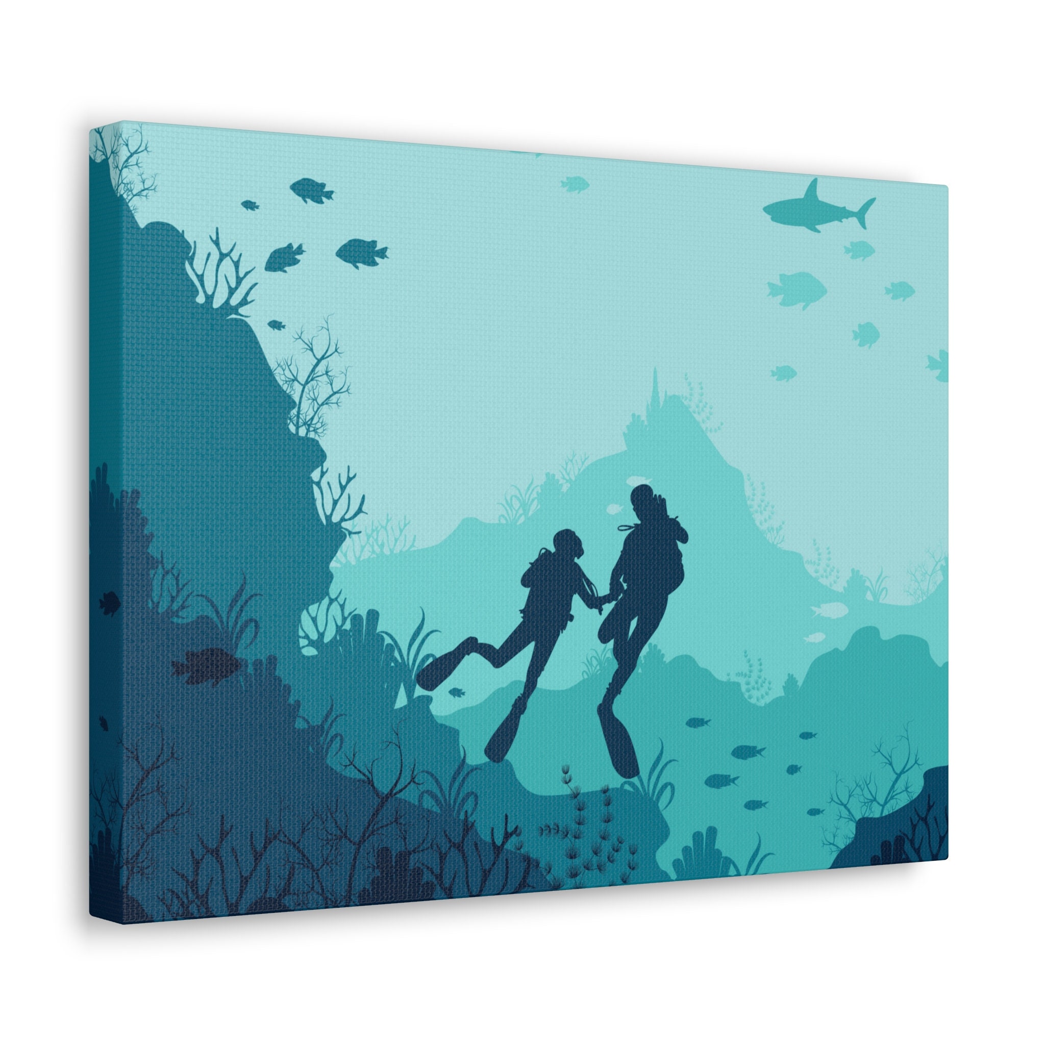 Scuba Diver Wall Art Deep Ocean Canvas Scuba Decor Etsy