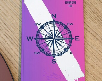 Scuba Dive Log Book for Women, Compass Design, Dive Flag