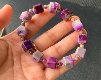 Pandora Design  Natural South African sugilite square sugar cube bracelet.