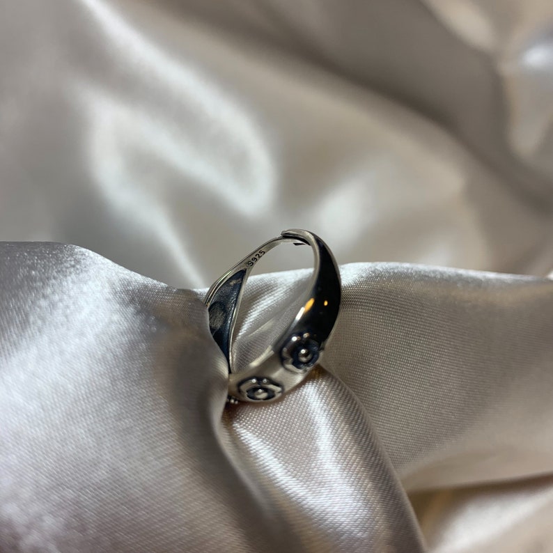 adjustable ring howl ring Sterling silver,couple ring,100%real S925 silver zdjęcie 5