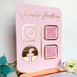 QR Code Business Social Media Sign | Salon Sign | Market Sign | Convention Sign | Receptionist Desk Sign