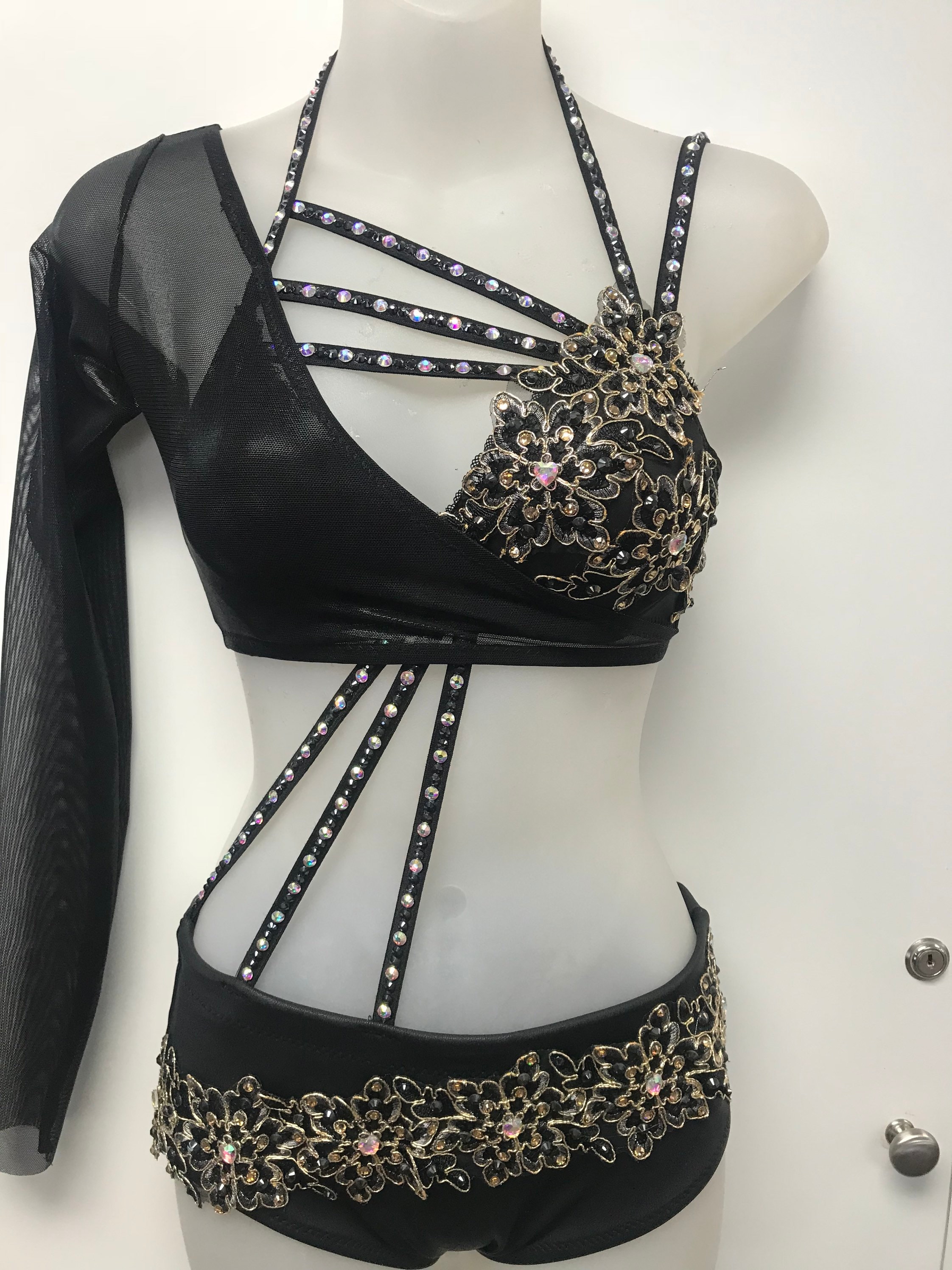 Black Jazz Costume. Strappy Jazz Dance Costume. Black and Gold Jazz Solo. Jazz Solo Costume. Girls Dance Costume. Etsy UK