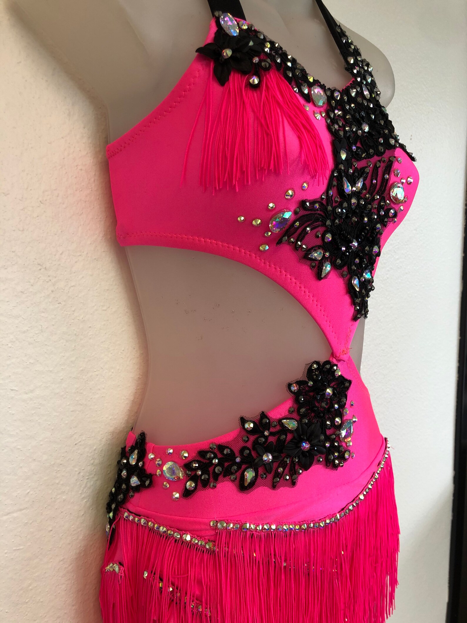 Sassy Jazz Costume With Fringe Skirt in Hot Pink and Black Etsy