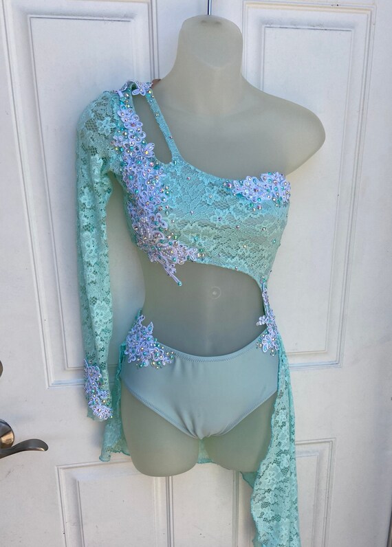 Gorgeous Lyrical Costume in Mint Lace. Contemporary lyrical Leotard With Half Skirt. Lace Lyrical Dance Costume. Girls Lyrical Solo. Etsy Canada