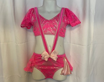 Girl’s Jazz Solo Costume. Pink dance costume. Cute Jazz dance costume.