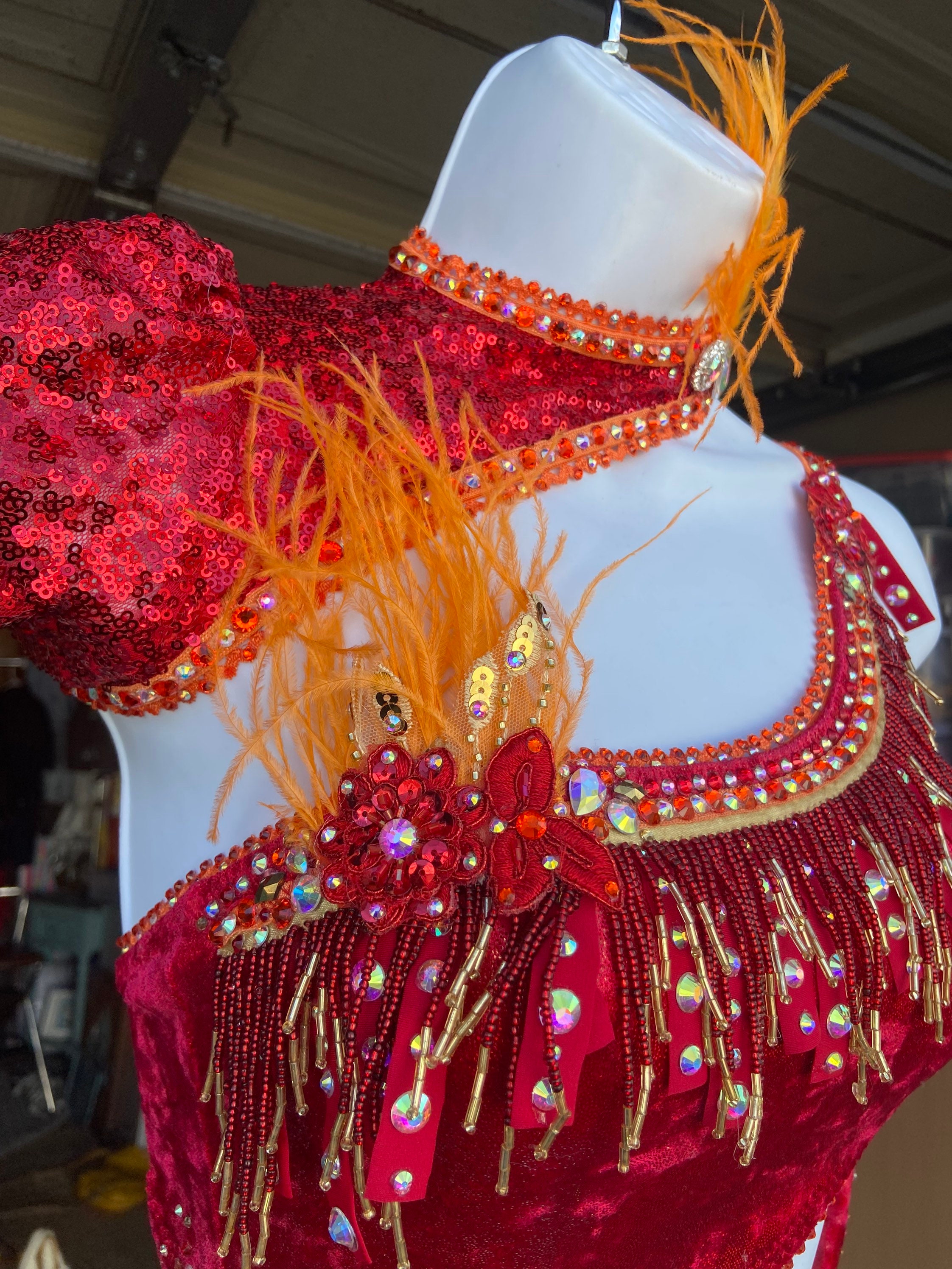 99 Red Balloons. Red Sheer & Velvet Dance Costume, For Sale – Once