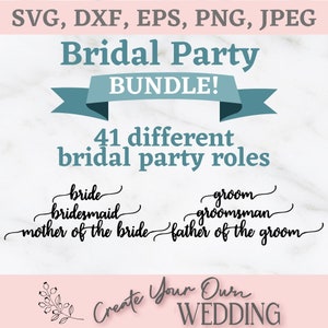 Wedding Party Bundle, Bridal Party svg, Wedding Party Labels, Wedding svg, DIY Wedding svg, DIY Wedding Decor, DIY Wedding Bundle