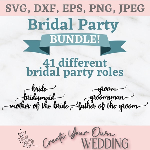 Bruiloft partij bundel, bruids partij SVG, bruiloft partij etiketten, bruiloft SVG, DIY bruiloft SVG, DIY bruiloft decor, DIY bruiloft bundel