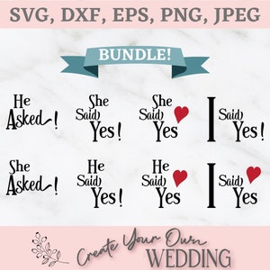 Verlobte SVG, ich sagte ja, er fragte, sie sagte ja, heiraten, Braut zu sein SVG, neu verlobt, Vorschlag svg, verlobtes Bundle, zukünftige Mrs. Bild 1