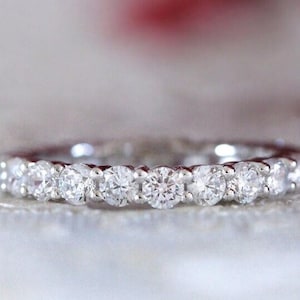 2.10 CTW Brilliant Cut Moissanite Or Diamond 3.0mm Eternity Ring Stackable Ring Bridal Ring Anniversary Ring, Moissanite Engagement Ring