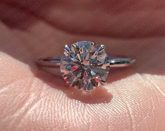 2.70 CT Round Lab Diamond Solitaire Ring For Her, CVD Round Lab Diamond Engagement Ring 14K White Gold Lab Created Diamond Ring Bride Ring