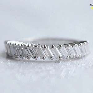 Baguette Moissanit halbe Ewigkeit Damen Hochzeitsband,Baguette Eternity Band,Gold Band,Weißgold Hochzeitsband,Diamant Hochzeitsband
