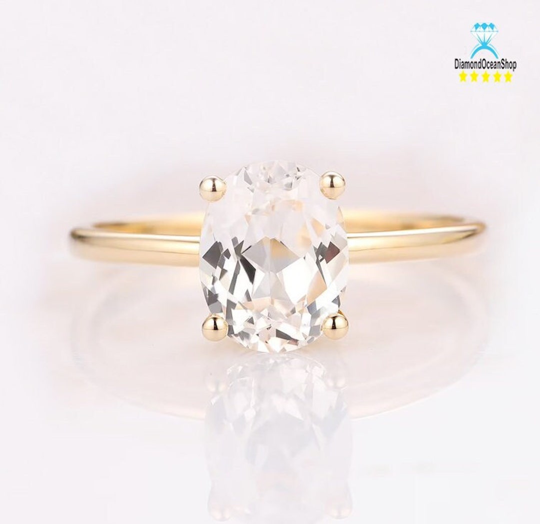 2ct Oval Cut Moissanite Engagement Ring, 14k Yellow Gold Ring, Wedding ...